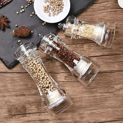 Acrylic Pepper Grinder and Salt Shaker Set with Adjustable Coarseness and Ceramic Rotor - Premium Kitchen Accessories