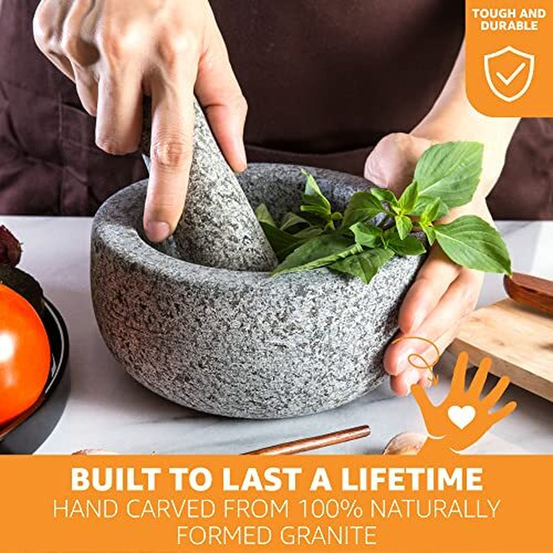 Premium Hand-Carved Heavy Duty Mortar and Pestle Set in Various Sizes and Colors