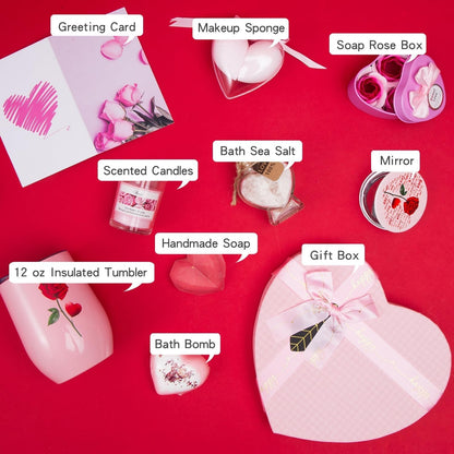 Elegant Pink Rose Spa Gift Basket for Mother's Day and Birthdays