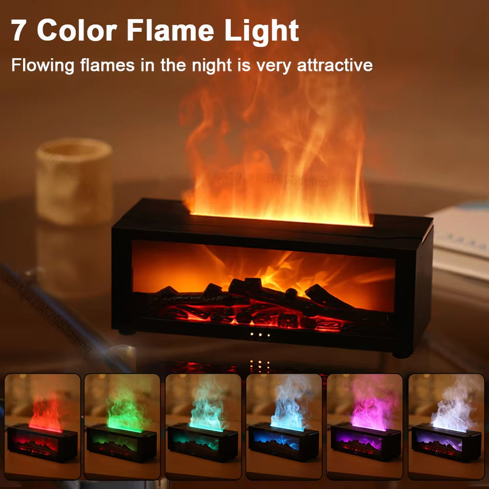 Essential Oil Diffuser and Humidifier with Flame Effect and Night Light for Aromatherapy and Home Fragrance