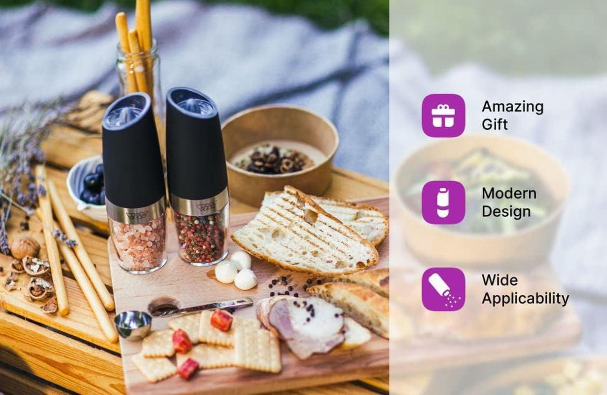 KSL Electric Salt and Pepper Grinder Set - Adjustable Motorized Automatic Shakers - Ideal Christmas Gift