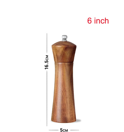 Acacia Wood Salt and Pepper Grinder Set with Adjustable Ceramic Mechanism for Culinary Use