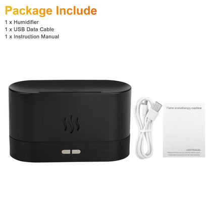 180ml Flame Air Humidifier and Essential Oil Diffuser with 3D USB 7-Color Lighting for Home, Office, Spa, and Gym