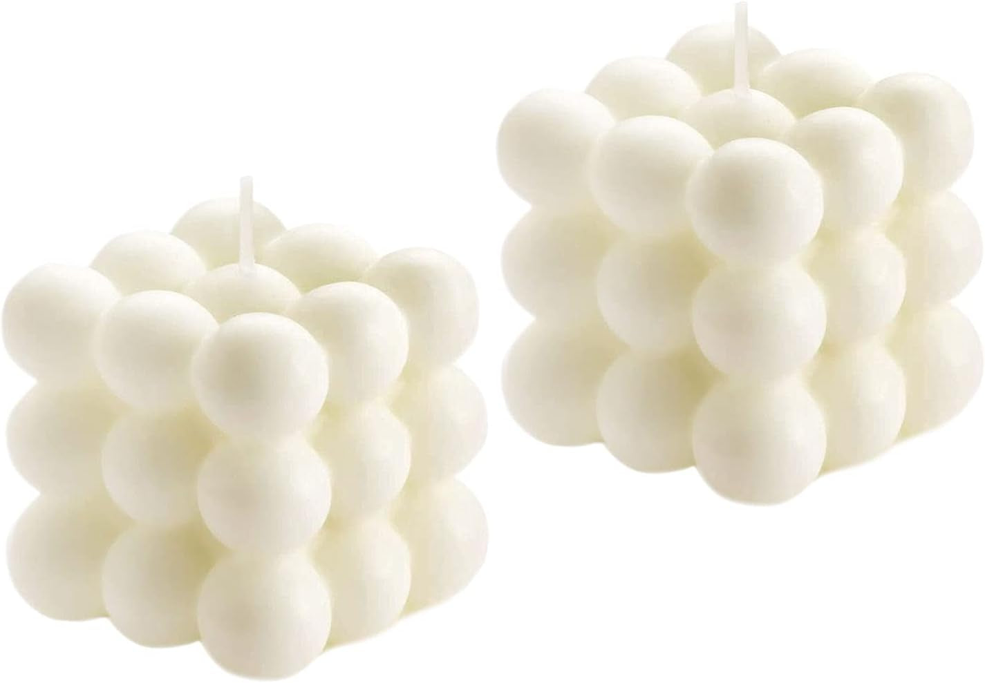 Vanilla Scented Bubble Cube Candles - Set of 2, Elegant Soy Candles for Home and Office Decor in Trendy Danish Pastel Design