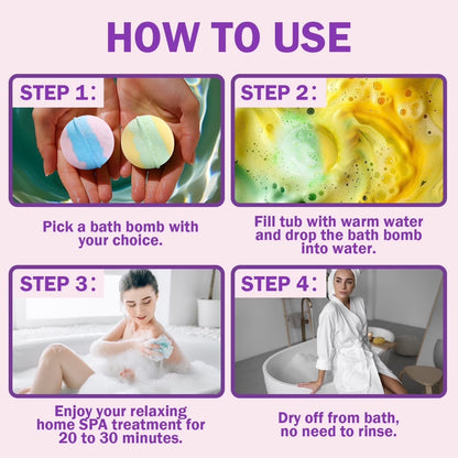 Luxury Bath Bomb Gift Set for Women - 12 Handmade Relaxing Fizzies, Perfect for Mother's Day and Birthdays, 3.12 Oz Each