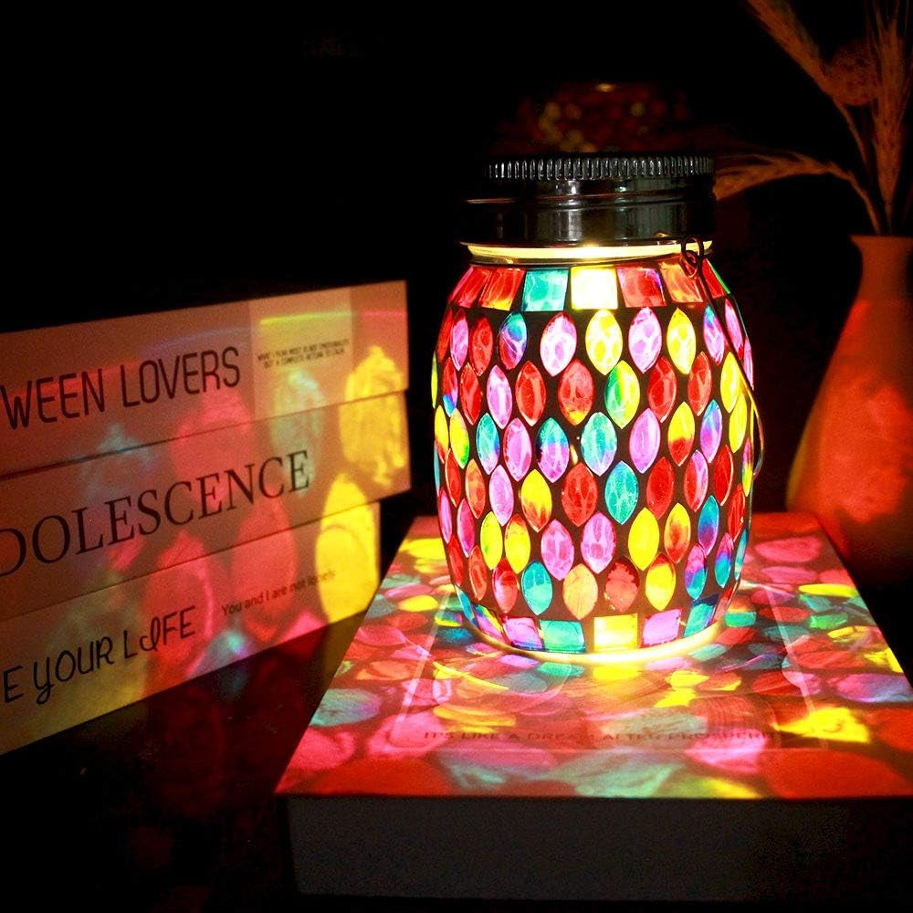 Outdoor Rechargeable Mosaic Solar Lanterns - Waterproof Hanging and Table Lamps for Decorative Lighting