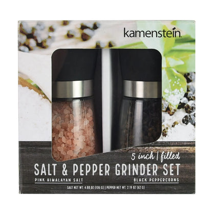 5-Inch Glass Pink Himalayan Salt and Pepper Grinder Set - 2 Pack