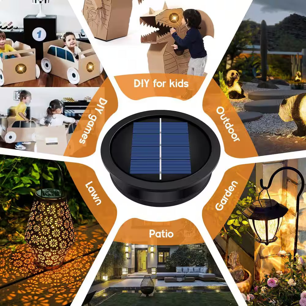 3.2-Inch Warm White LED Waterproof Solar Light Replacement Top Kit for Outdoor DIY Lanterns - Set of 2