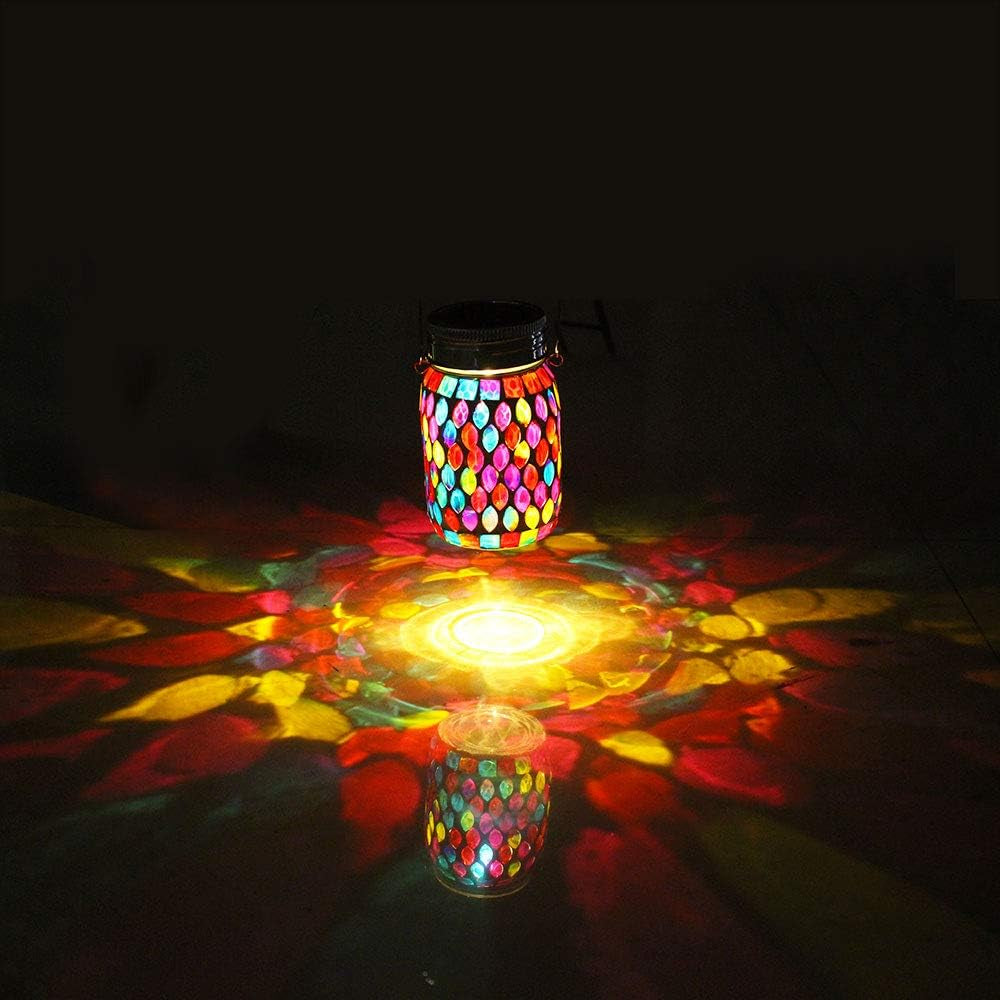 Outdoor Rechargeable Mosaic Solar Lanterns - Waterproof Hanging and Table Lamps for Decorative Lighting
