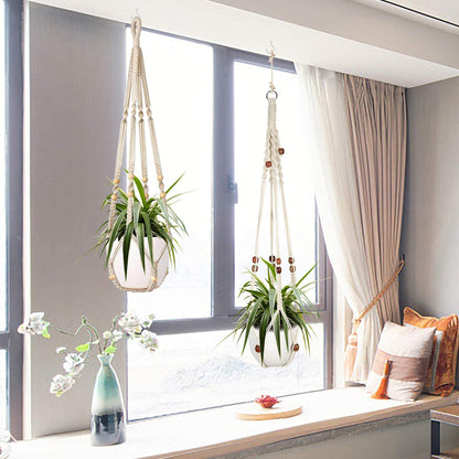 Macrame Plant Hanger Set - 2 Decorative Hanging Planters for Indoor Home Decor