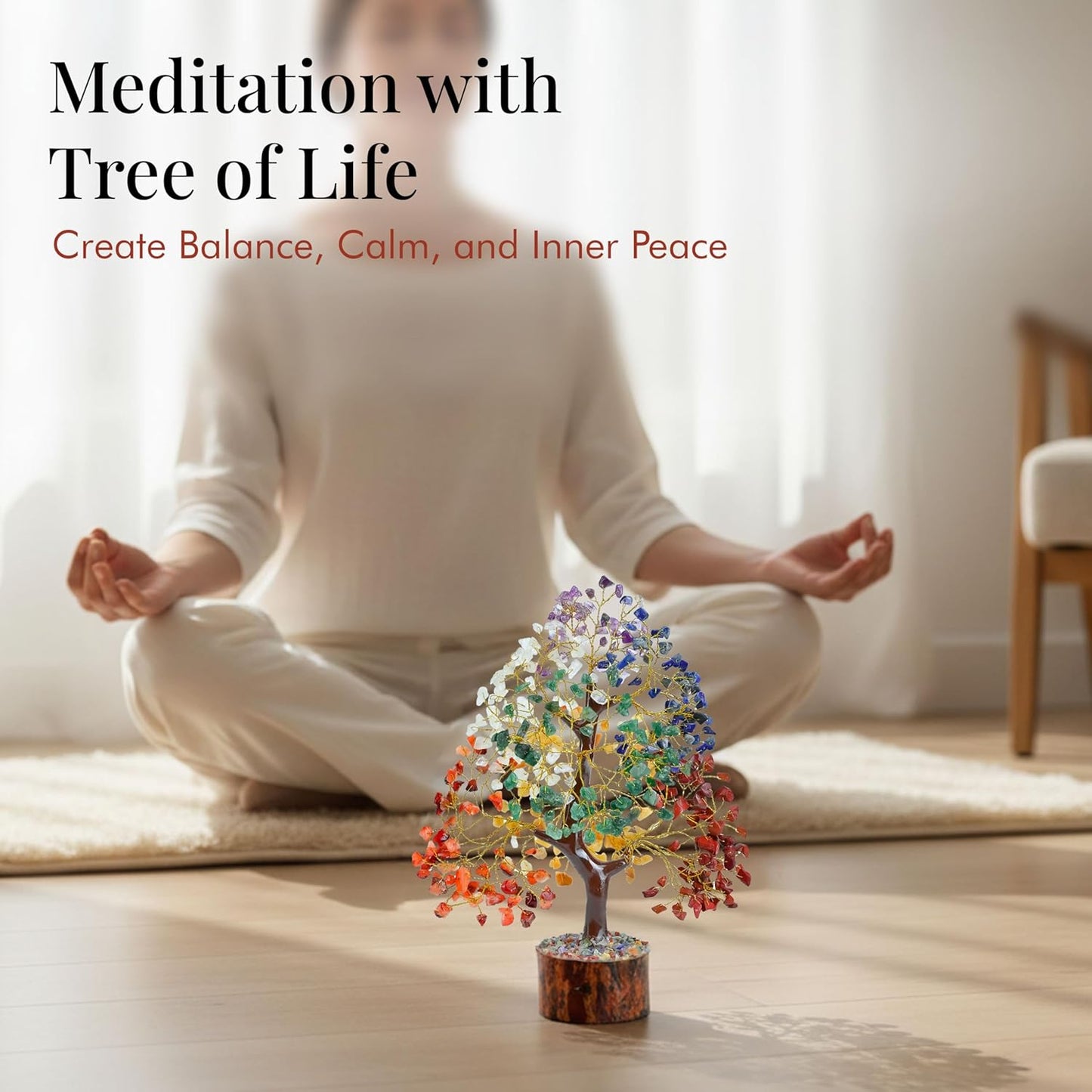 Original 7 Chakra Crystal Tree of Life - Elegant Healing Crystal Décor for Home and Office, Perfect Gift for Birthdays, Housewarmings, and Special Occasions for All Genders