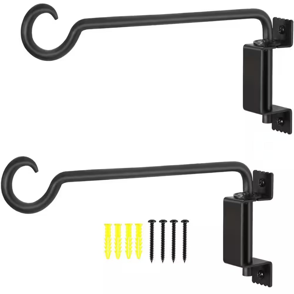 12-Inch Swivel Plant Hanger - Solid Steel, Rust-Resistant Wall Mount for Bird Feeders, Garden, and Patio - Set of 2