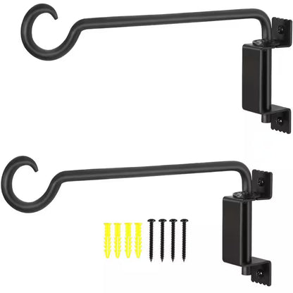 12-Inch Swivel Plant Hanger - Solid Steel, Rust-Resistant Wall Mount for Bird Feeders, Garden, and Patio - Set of 2