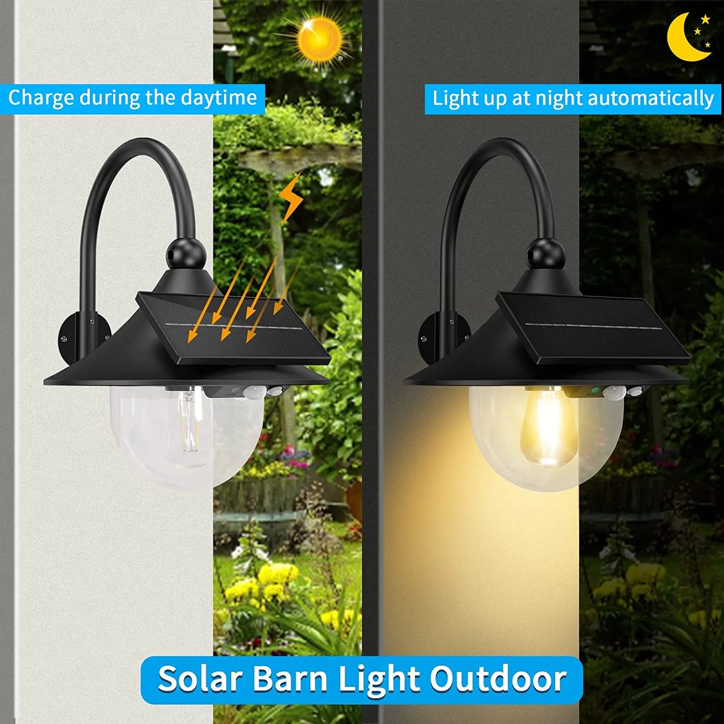 Outdoor Solar Barn Lights with Motion Sensor and Three Lighting Modes, Waterproof Solar Shed Light for Barns, Sheds, Chicken Coops, and Patios - Single Pack