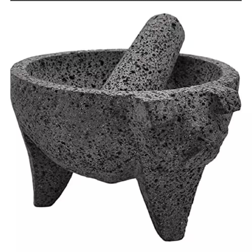 8.6-Inch Artisan Mexican Lava Stone Mortar and Pestle - Perfect for Grinding Herbs and Spices, Featuring a Pig Design