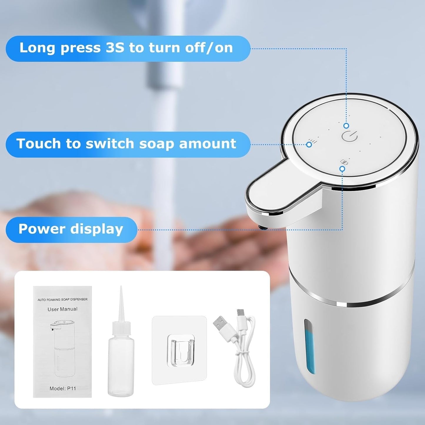 1-2 Pack Automatic Soap Dispenser, Foaming Soap Dispenser for Bathroom & Kitchen