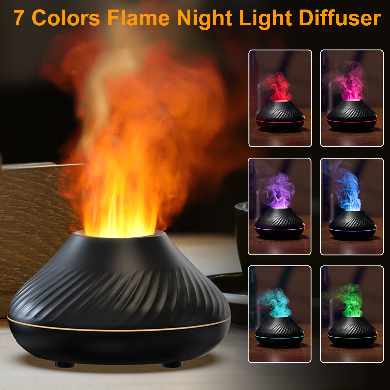 Elegant Fire Flame Aroma Diffuser with Essential Oil, Air Humidification, and LED Aromatherapy Features