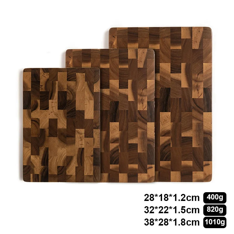 Acacia Wood Cutting Board Set - 3 Piece, Double-Sided Large Chopping Board with Handle, End Grain Butcher Block for Meal Preparation and Charcuterie Display
