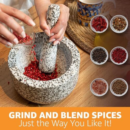 Premium Hand-Carved Heavy Duty Mortar and Pestle Set in Various Sizes and Colors