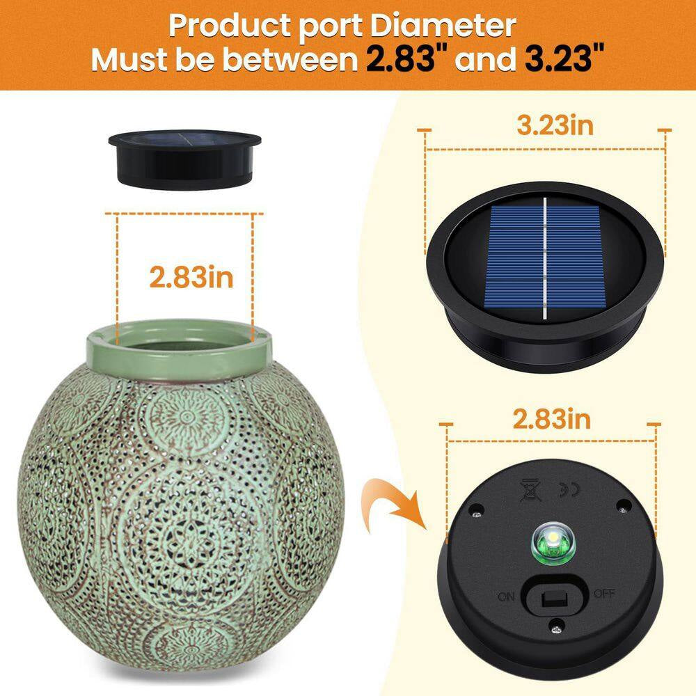 3.2-Inch Warm White LED Waterproof Solar Light Replacement Top Kit for Outdoor DIY Lanterns - Set of 2