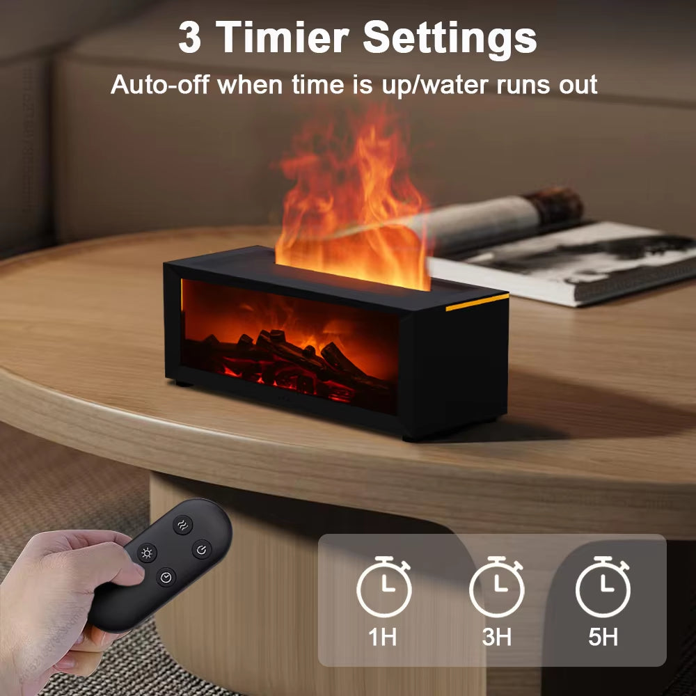 Essential Oil Diffuser and Humidifier with Flame Effect and Night Light for Aromatherapy and Home Fragrance