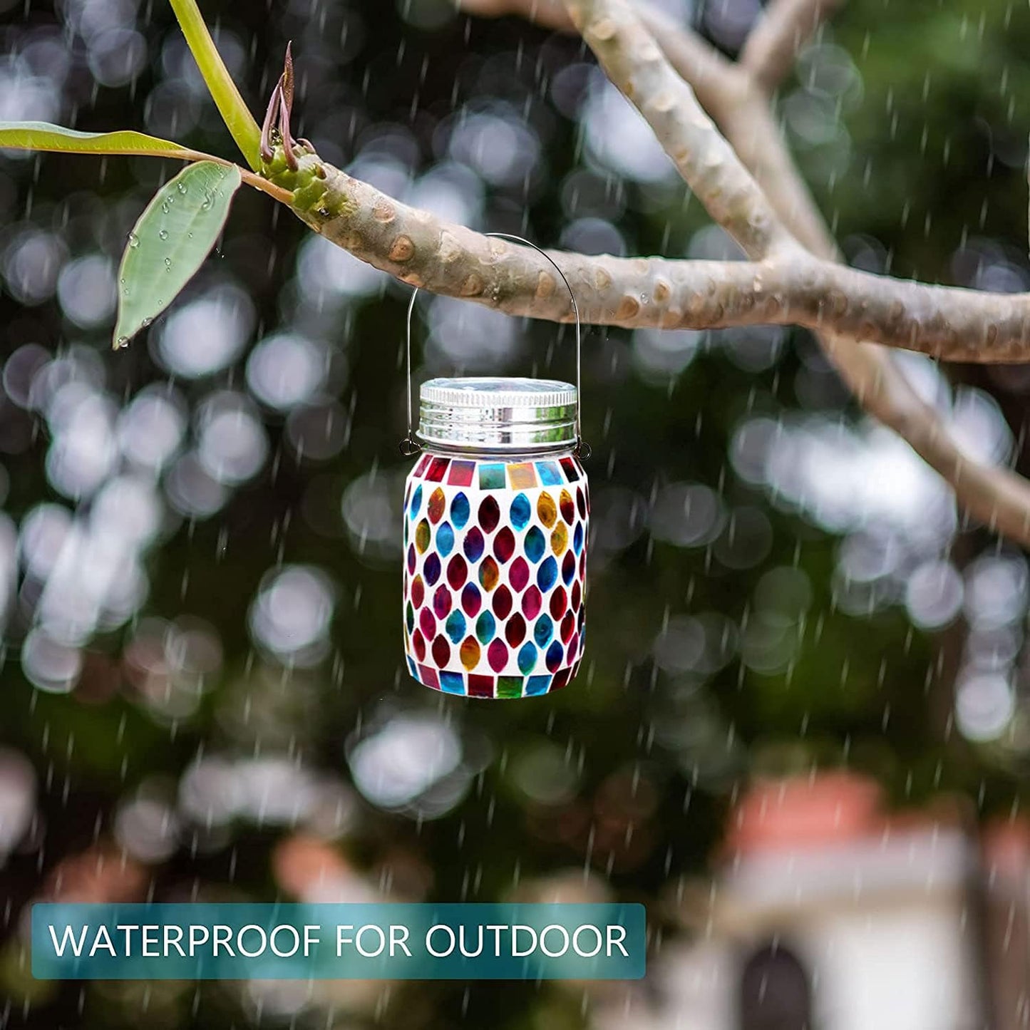Outdoor Rechargeable Mosaic Solar Lanterns - Waterproof Hanging and Table Lamps for Decorative Lighting