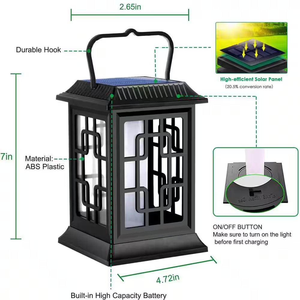 Outdoor Waterproof Solar Hanging Lanterns - LED Flame Lights for Garden (Set of 2)