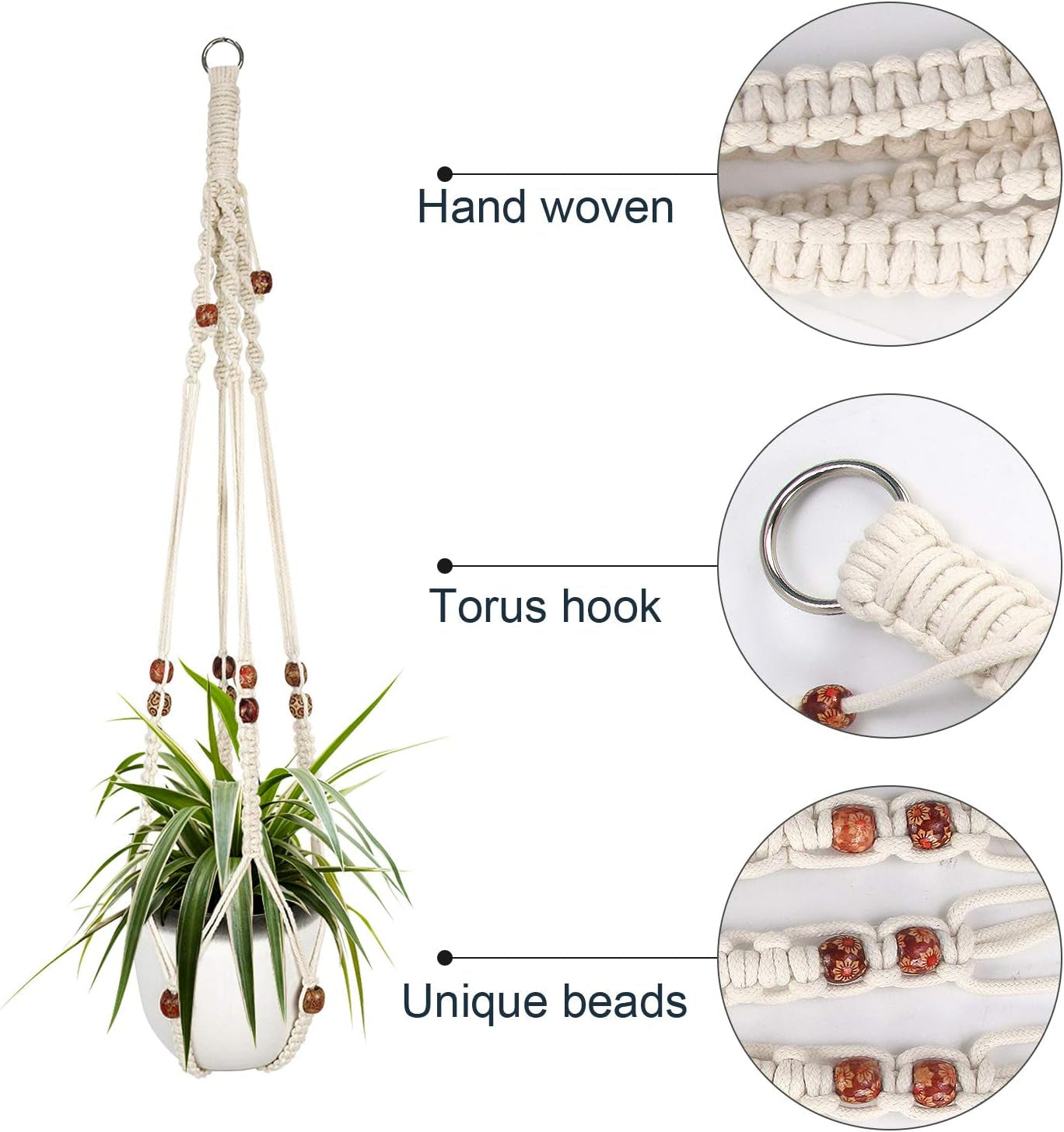 Macrame Plant Hanger Set - 2 Decorative Hanging Planters for Indoor Home Decor