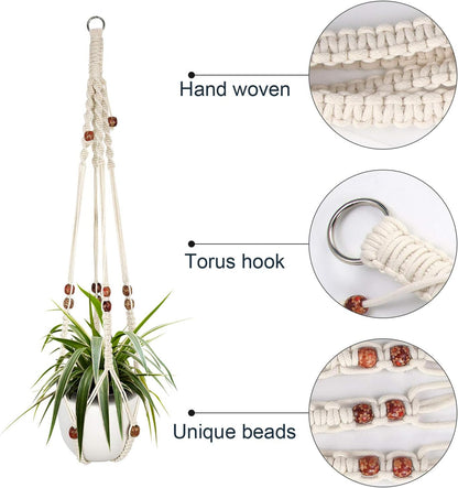Macrame Plant Hanger Set - 2 Decorative Hanging Planters for Indoor Home Decor