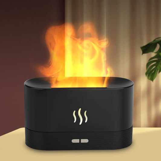 180ml Flame Air Humidifier and Essential Oil Diffuser with 3D USB 7-Color Lighting for Home, Office, Spa, and Gym