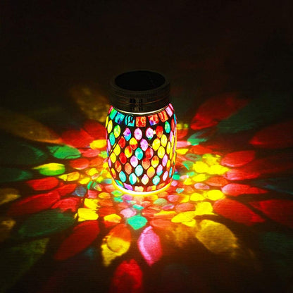 Outdoor Rechargeable Mosaic Solar Lanterns - Waterproof Hanging and Table Lamps for Decorative Lighting