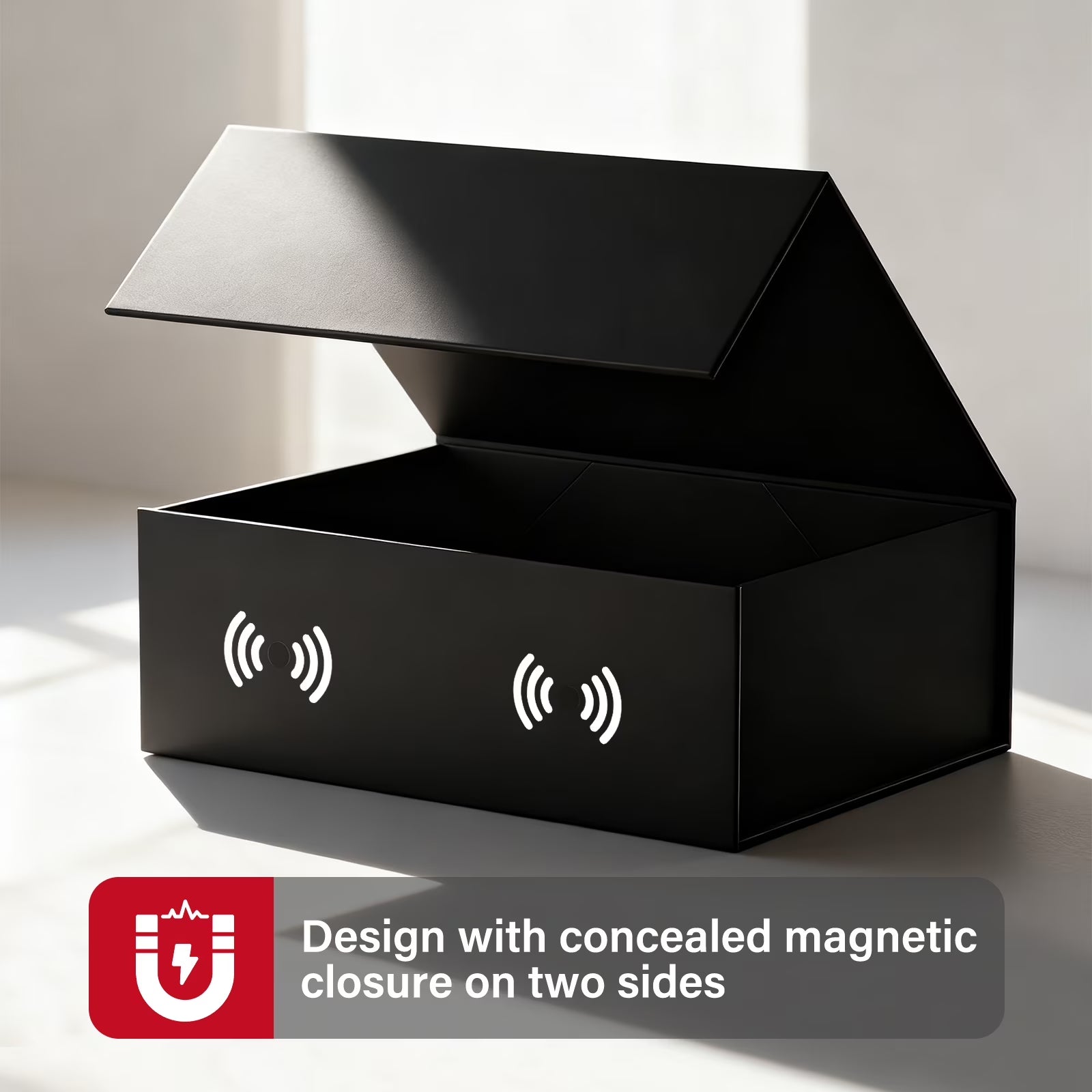 Elegant Black Gift Boxes for Special Occasions, Magnetic Lid Boxes with Ribbon for Mother's Day and Weddings (9.2 x 6.7 x 2.75 Inches)