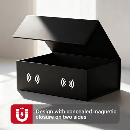 Elegant Black Gift Boxes for Special Occasions, Magnetic Lid Boxes with Ribbon for Mother's Day and Weddings (9.2 x 6.7 x 2.75 Inches)