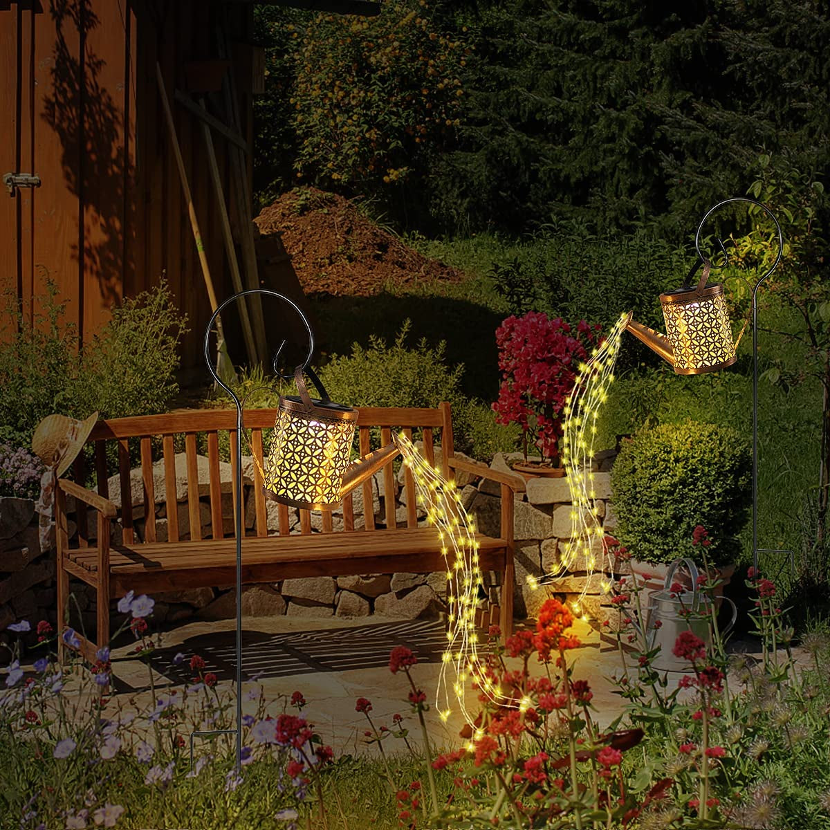 2-Pack Solar Lantern Watering Can - Waterproof Outdoor Hanging Garden Decor for Lawn, Pathway, and Patio