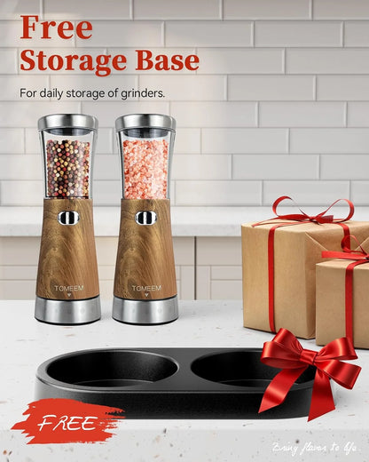 USB Rechargeable Stainless Steel Electric Salt and Pepper Grinder Set with 5-Level Adjustable Settings and 4.5oz Capacity