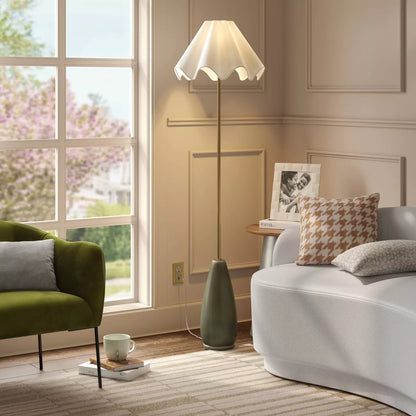 Wavy Shade Ceramic Base Floor Lamp - Threshold Collection