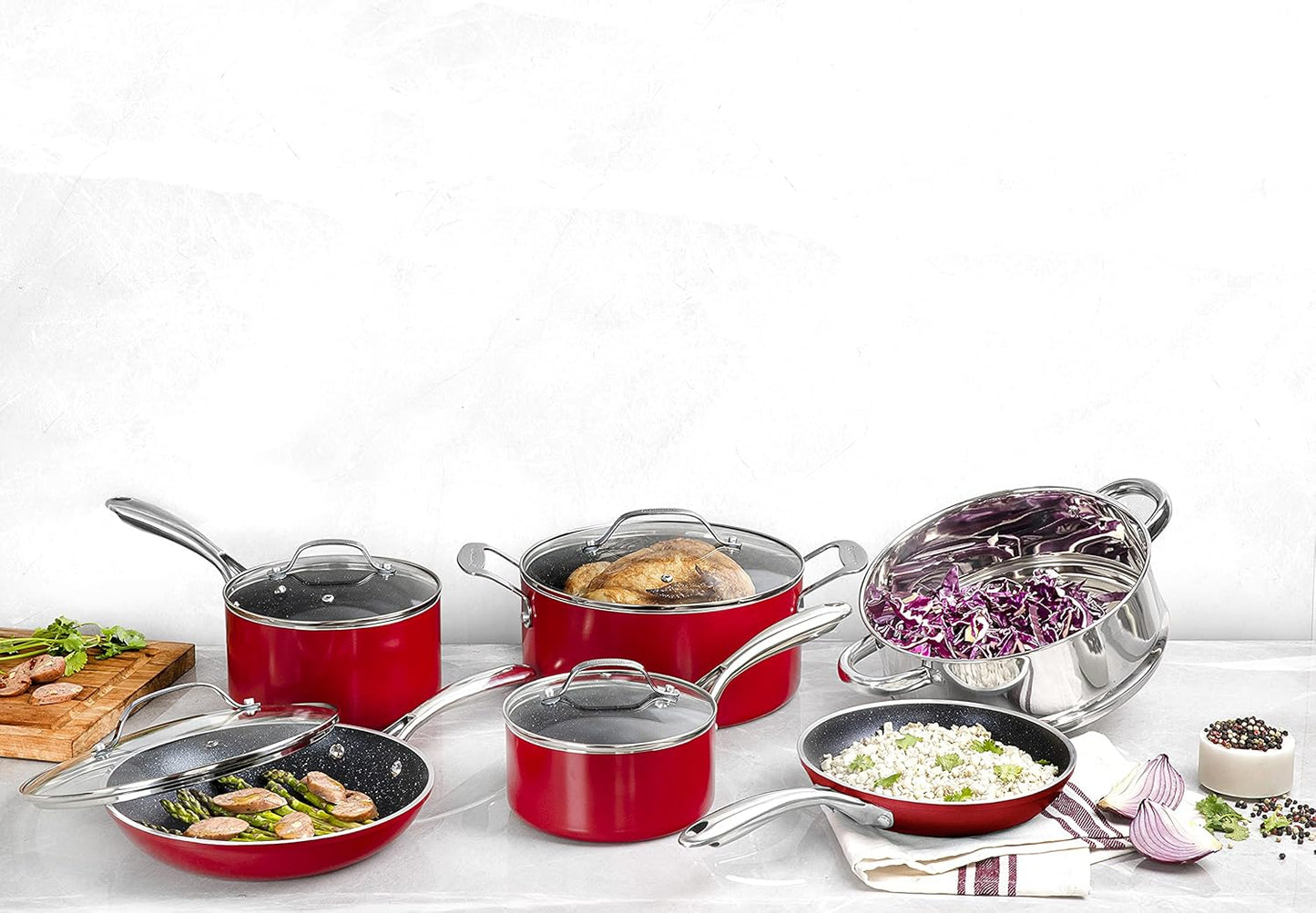 Large Red Cookware Set