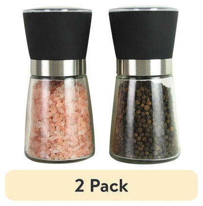 5-Inch Glass Pink Himalayan Salt and Pepper Grinder Set - 2 Pack
