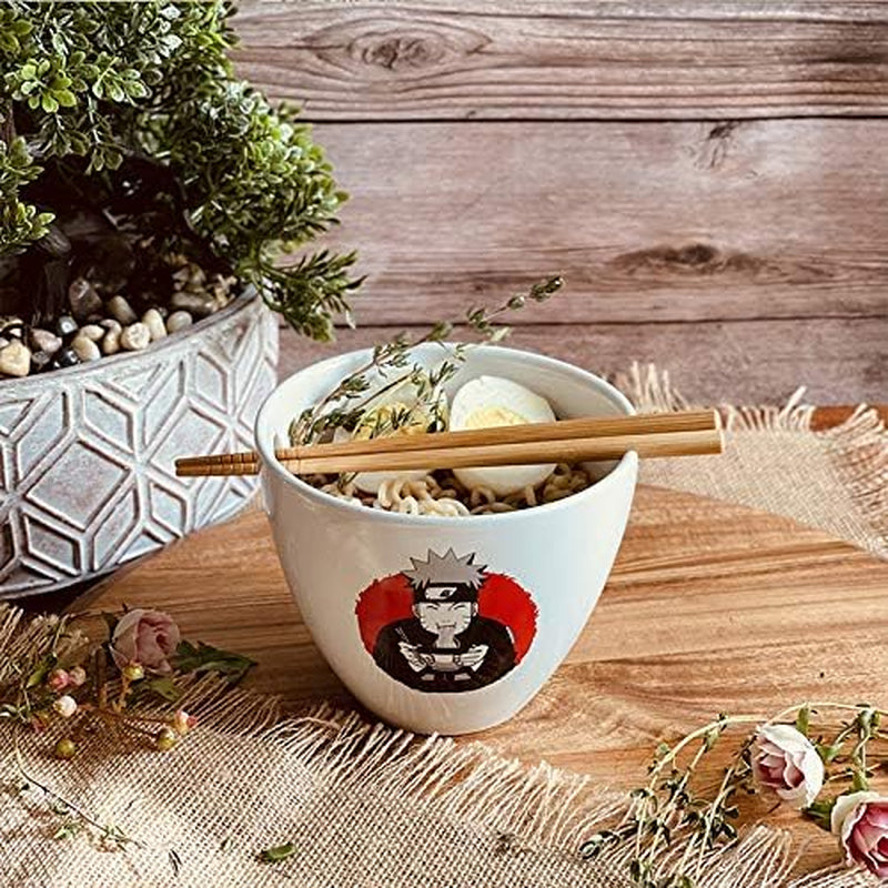 Naruto Ramen Bowl with Wooden Chopsticks Featuring Naruto Eating Ramen, 473 ml