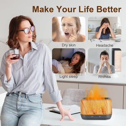 Aromatherapy Ultrasonic Oil Diffuser with Color Flame Ambient Light for Enhanced Room Atmosphere