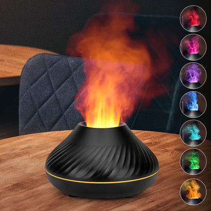 Elegant Fire Flame Aroma Diffuser with Essential Oil, Air Humidification, and LED Aromatherapy Features