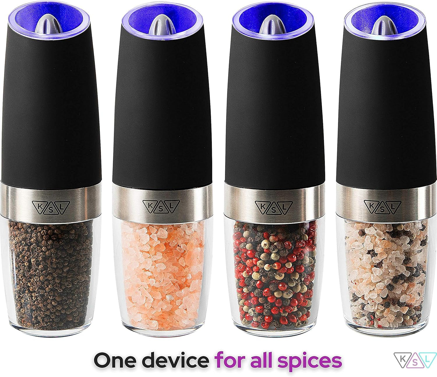 KSL Electric Salt and Pepper Grinder Set - Adjustable Motorized Automatic Shakers - Ideal Christmas Gift