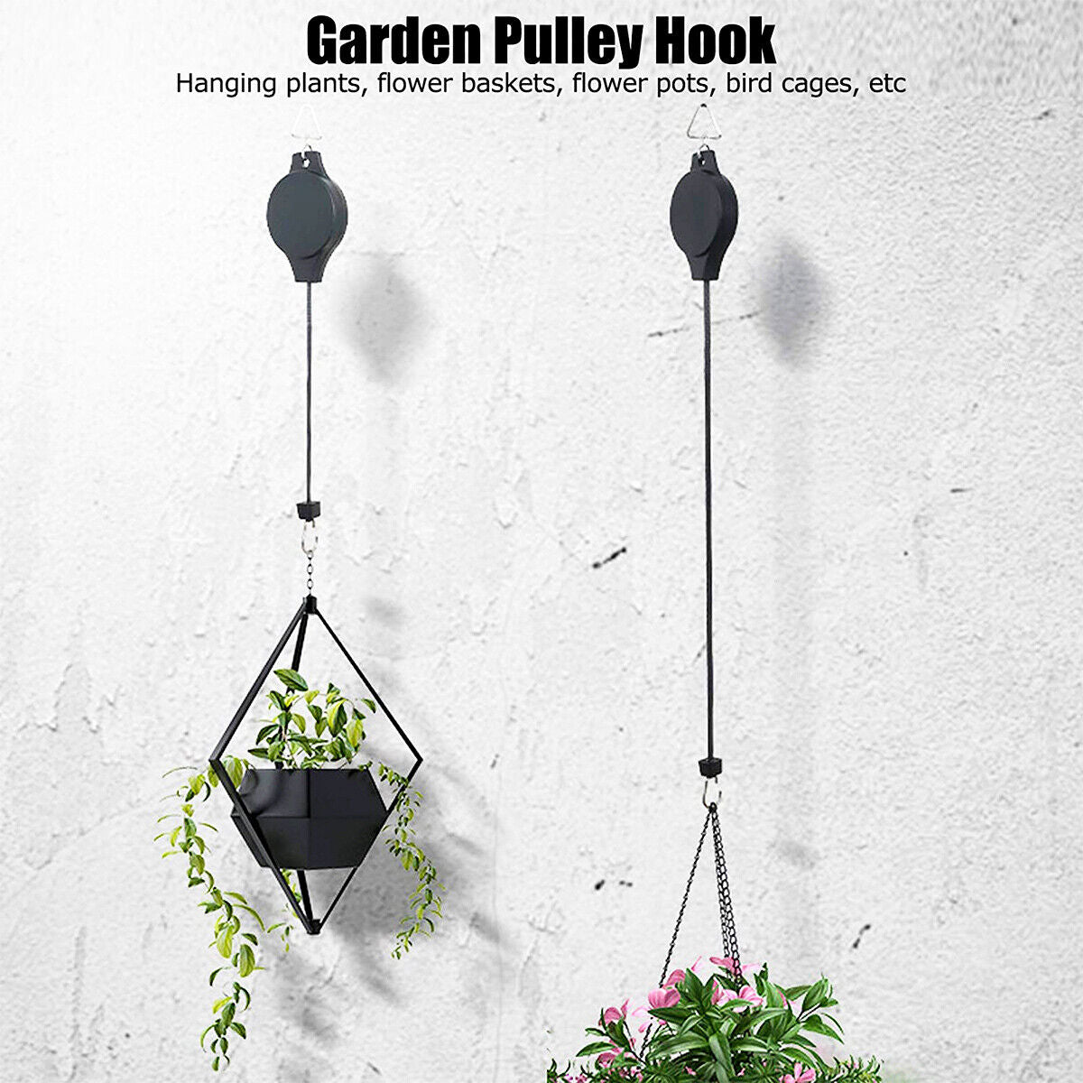 4-Piece Retractable Pulley Hook Hanging System for Garden Plants and Flowers