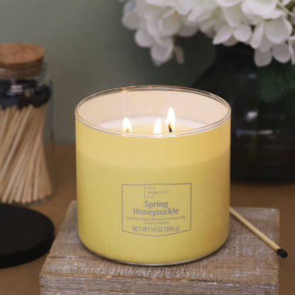 Textured 3-Wick Candle with Spring Honeysuckle Scent, 14 Oz