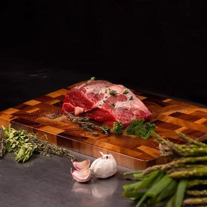 Acacia Wood Cutting Board Set - 3 Piece, Double-Sided Large Chopping Board with Handle, End Grain Butcher Block for Meal Preparation and Charcuterie Display